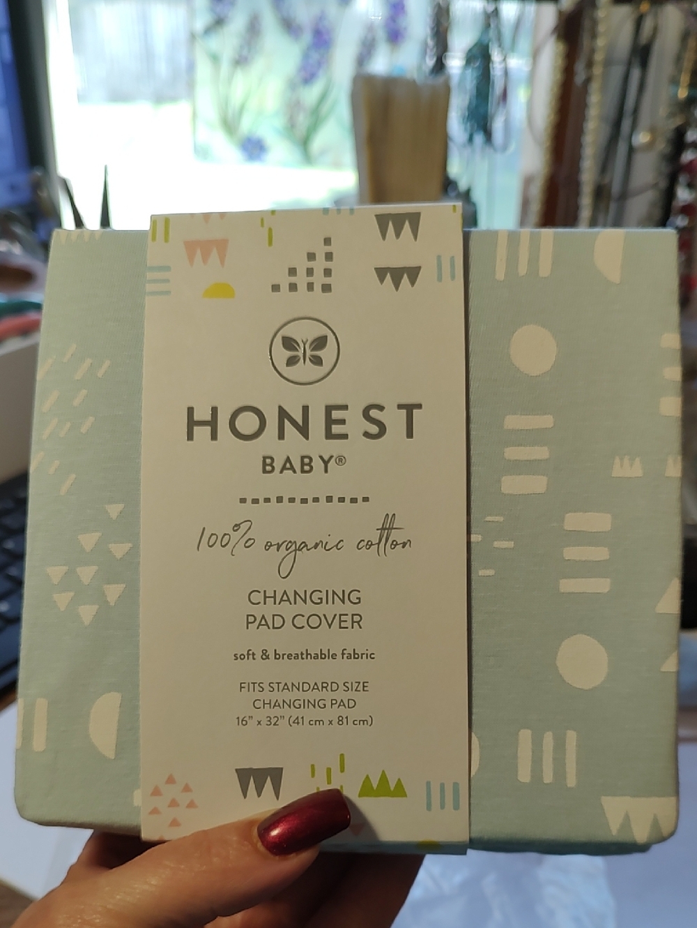 Honest Baby Light Blue Geometric Changing Pad Cover